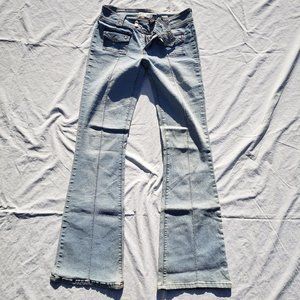 Younique Blue Flare Bellbottom Jeans - Sz 1 - Pinstripe